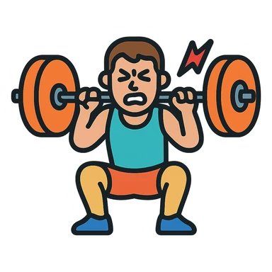 a sportsman is making a great effort lifting weights experiensing the pain sticker