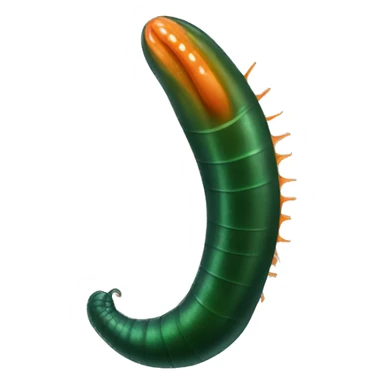 Dark green and orange leech with oral suction and caudal suction sticker