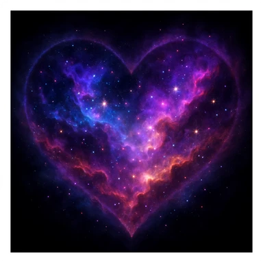heart with a cosmic nebula, detailed sticker