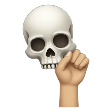 lifted up hand holding a skull sticker