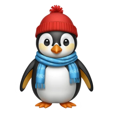 Winter penguin wearing winter clothes with winter background sticker