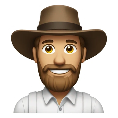 Amish man white with brown straw hat building a building with beard smiling sticker