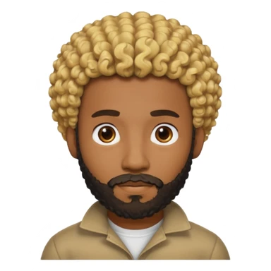 Black man with curly blonde hair and a black beard sticker
