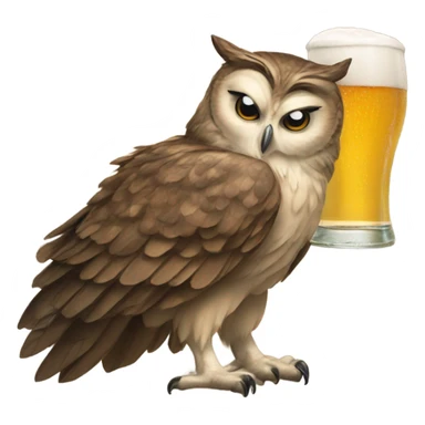 owl holding a beer sticker