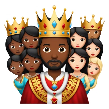 Black king with many wives of different nations sticker