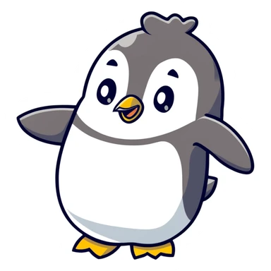 happy penguin waving sticker