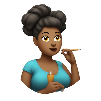 chubby lady with a bun smoking a cigarette sticker