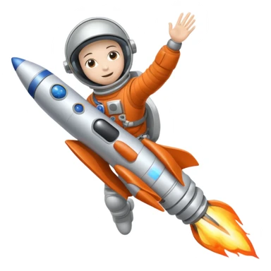 astronaut straddling a rocket taking off into space sticker