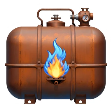 generate a realistic rust-free metal natural gas tank with blue fire on it sticker