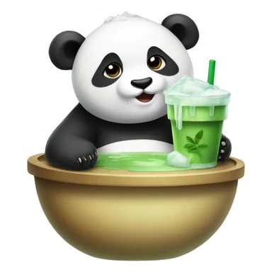 Panda drinking iced matcha sticker
