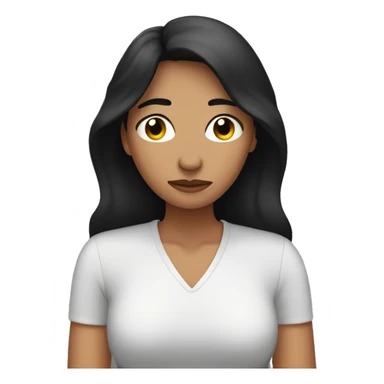 Woman with dark hair covering her eyes with hands and looking concerned sticker