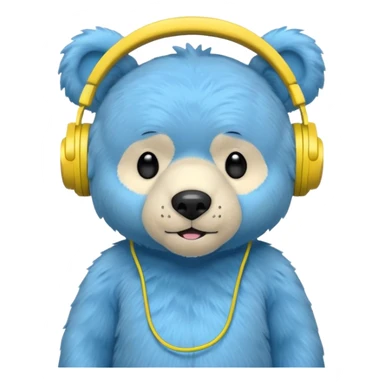 blue bear with yellow headphones sticker