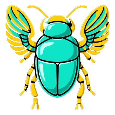 ancient Egyptian scarab beetle with metallic mechanical wings sticker
