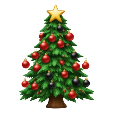 Christmas tree with red and black ornaments  sticker