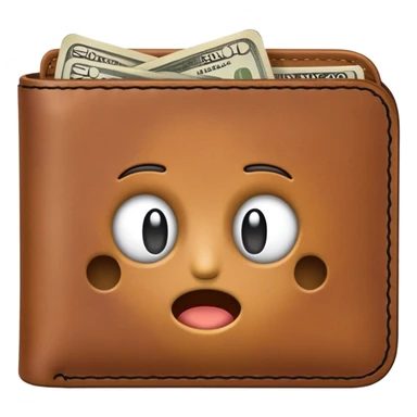 Design an emoji of an open wallet with dust coming out instead of money. The wallet looks abandoned and empty, representing financial struggles sticker