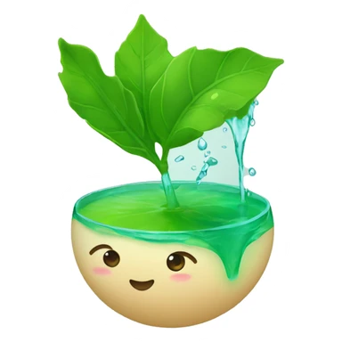 rode emmer met groen water en een rietje sticker
