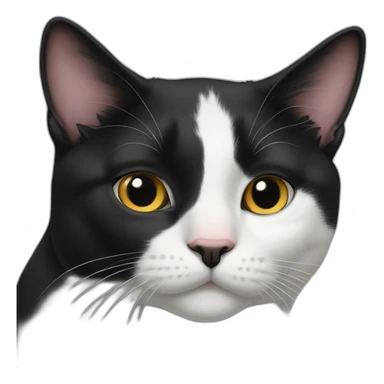 tuxedo cat with only half left ear sticker