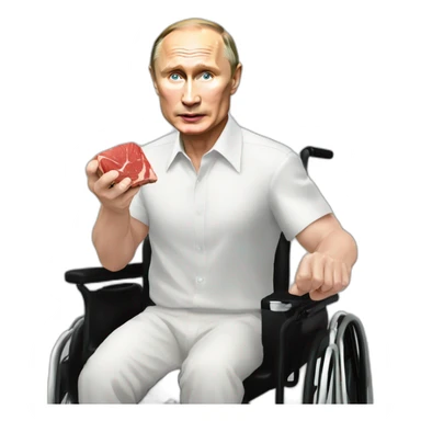 vladimir putin holding meat cube small jumping wheelchair blod sticker