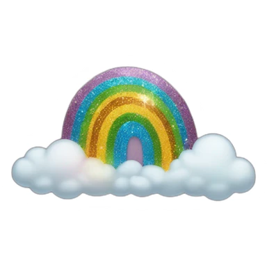glitter rainbow with clouds sticker