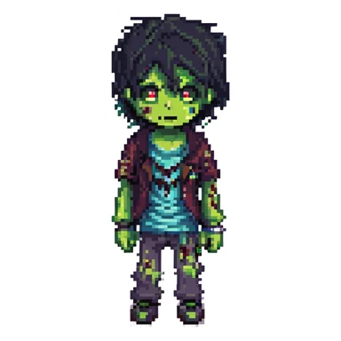 boy zombie with black hair edgar and emo sticker