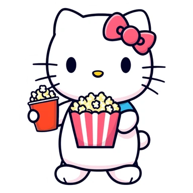 Hello kitty with popcorn  sticker