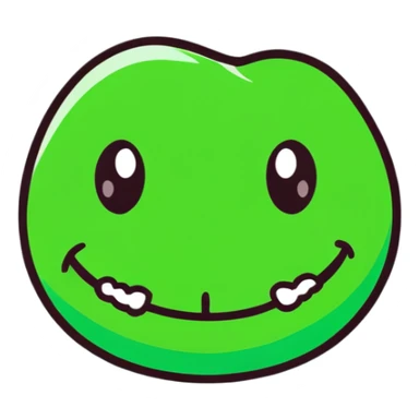 close-up of smile with bright green braces on teeth sticker