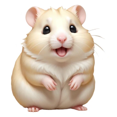 Cinematic Cute Yawning Cream Hamster Portrait Emoji, Head tilted slightly with a dramatic, wide-open yawn, showcasing a soft, pristine cream coat with tiny droopy ears, round dark eyes barely open in drowsy contentment, Simplified yet irresistibly adorable features, highly detailed, glowing with a soft, cozy glow, high shine, relaxed yet expressive, stylized with a touch of whimsy, bright and endearing, soft glowing outline, capturing the essence of a sleepy yet affectionate hamster, so drowsy it feels like it could stretch out of the screen and curl up for a nap! sticker