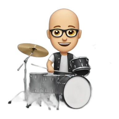 Bald Guy with glasses playing drums sticker