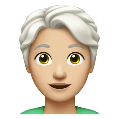 55 year old white woman white short hair green eyes sticker