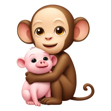 male monkey holding a female baby pig sticker