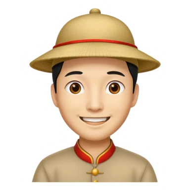 chinese male in 1800s, with chinese hat sticker