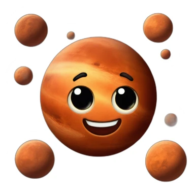 planet mars with a cartoon winking face sticker