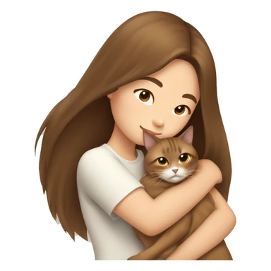 Thai cat cuddling brown long hair girl sticker