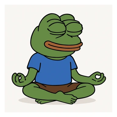 create a pepe doing yoga, white background sticker