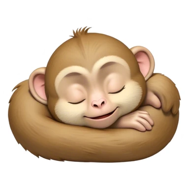 Meme-Worthy cute Sleeping Macaque Portrait Emoji, Head resting peacefully with a contented smile, showcasing soft, downy fur and eyes gently closed in serene slumber, Simplified yet comically adorable features, highly detailed, glowing with a soft, drowsy glow, high shine, relaxed and utterly lovable, stylized with an air of playful laziness, bright and heartwarming, soft glowing outline, capturing the essence of a sleeping macaque that feels destined to become the next viral icon of adorable rest! sticker