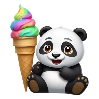 Panda eating ice cream sticker