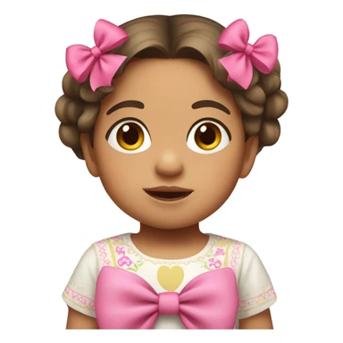 Mexican toddler girl with long hair and pink bow sticker