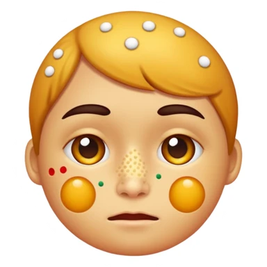 person with chicken pox dots on their face sticker