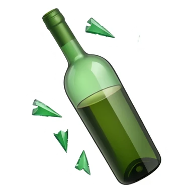 green wine bottle used as a weapon, broken on one end and sharp sticker
