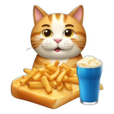 cat with poutine drink a beer sticker