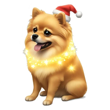 A Pomeranian wrapped in Christmas lights sticker