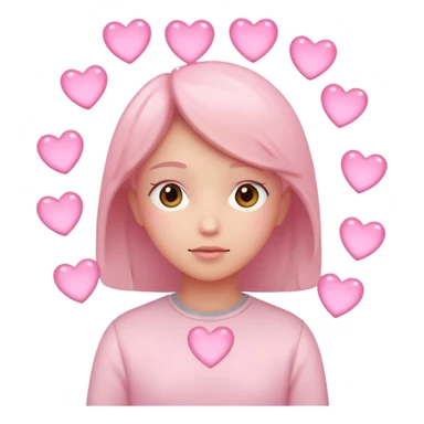 Thinking with light pink hearts sticker