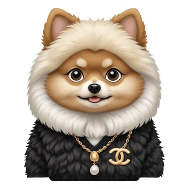 Black and white pomeranian wearing coco chanel Sweater  sticker