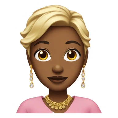 A person whit pink dress and gold jewelry and ear rings sticker