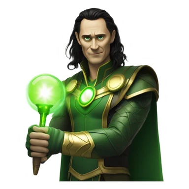 Loki god of stories from mcu holding Green light sticker