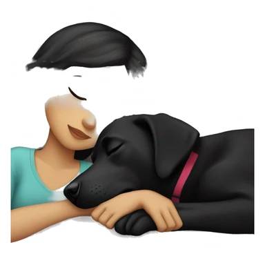 Girl sleeping with black Labrador retriever sticker