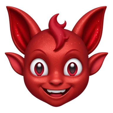 red glitter imp happy sticker