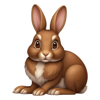 Cinematic Noble Brown Rabbit Portrait Emoji, Poised and regal, with a sturdy, compact build and a rich, velvety brown fur, long, alert ears and deep-set soulful brown eyes, Simplified yet sharp and sophisticated features, highly detailed, glowing with a warm, dignified glow, high shine, intelligent and gentle, stylized with an air of rustic elegance, focused and attentive, soft glowing outline, capturing the essence of a watchful and confident companion, so majestic it feels as though it could hop out of the screen with effortless authority! sticker