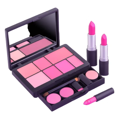 Pink AVON makeup set with pink lipstick, pink blush, and pink eyeshadow palette sticker