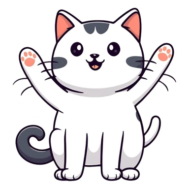 Playful cat with paws up sticker